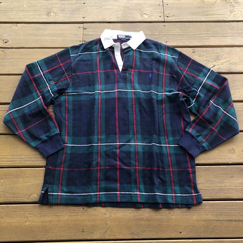 Polo by Ralph Lauren Plaid Collar Long Sleeve Top